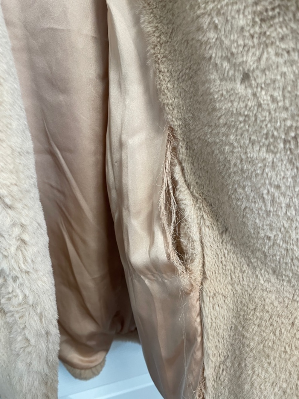 NWOT Free People Plush Teddy Faux Fur Coat in Light Beige *flaw* - Picture 2 of 7